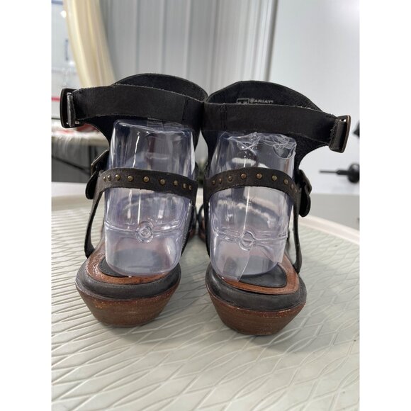 Ariat Womens Black Leather Sandals With Studded Straps & Adjustable Buckles US 7 - Picture 8 of 10